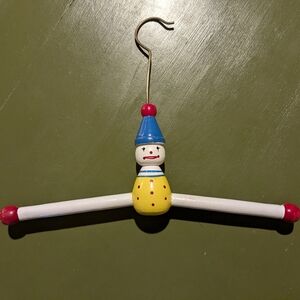Vintage Clown Wooden Clothes Hanger for Kids